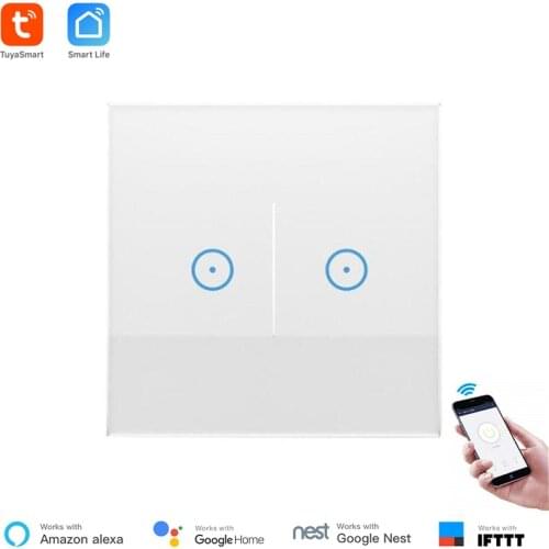 EU Standard 2 Gang WiFi Smart Switch Remote Control Alexa Voice Control Timer Schedule For Home Automation System Support