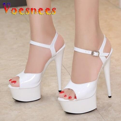 Steel Pipe Dance Women Shoes 2019 New 15cm High-heeled Sexy Fish Mouth with T-Taiwan Catwalk Models Show Car Show Female Sandals