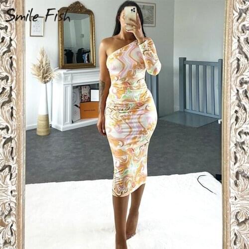 Night Club Lady Dress Clubwear Elegant Women Paisley Bodycon Dress Sexy Dress One Shoulder Ruched Bandage Party Dresses G3040