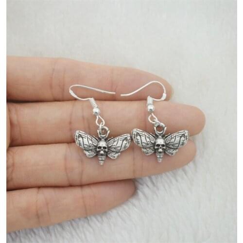 12pairs Fashion Vintage Death Head Skull Moth Butterfly Women Earrings Halloween Jewelry Gift