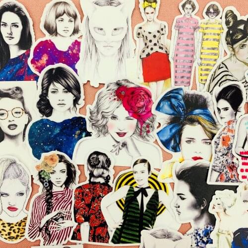 20pcs Creative Fashion girl model stickers decorative stickers DIY handmade photo album