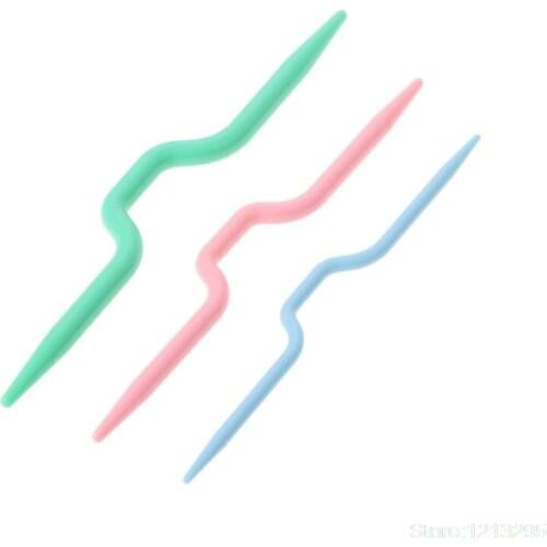 3Pcs/Set Plastic Twist Curved Needles Scarf Sweater Knitting DIY Weaving Tool Craft