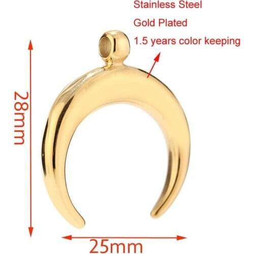 3pcs Stainless Steel Gold Tone Moon Pendant for Necklace Delicate Moon Pendant Half Horn Charm Simple Crescent Necklace