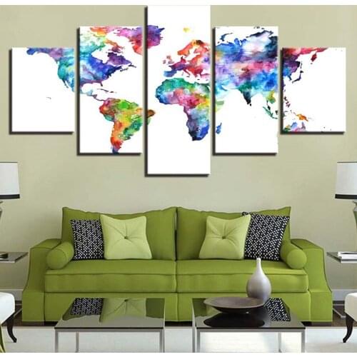 5 Pcs Abstract Color World Map 5d diy diamond painting full square round mosaic cross stitch diamond embroidery home decorZP-731