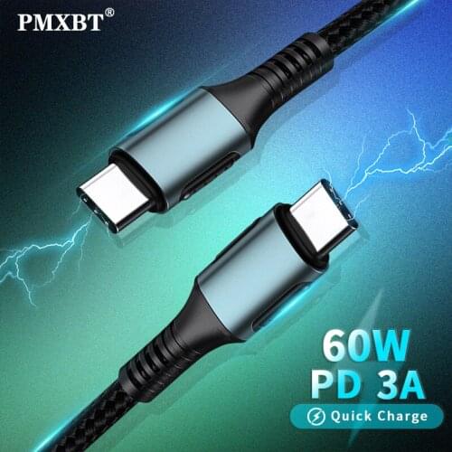 60W PD Charger Cable USB C to USB Type C Cable For Samsung S10 S9 Huawei P30 Fast Charge Type-C Mobile Phone Charging USBC Wire
