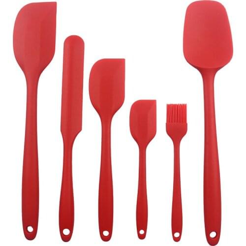 6Pcs Non-Stick Silicone Cream Spatula Mixer Scraper Spoon Oil Brush Set Heat-Resistant Spatulas Flexible Kitchen Baking Tools