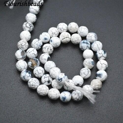 8mm 10mm Faceted White Color Fire Agate Stone Round Loose Beads
