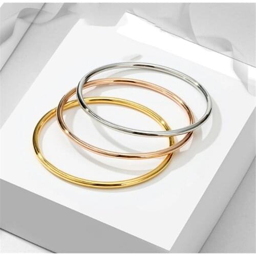 316L Stainless Steel Simple Single Line 2MM Bracelet Titanium Steel Mirror Couple Bracelet No Fade