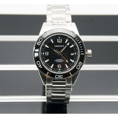 CORGEUT 2021 41mm Black Dial Sapphire 316L Stainless Steel Strap NH35A Ceramic Bezel Automatic Miyota Seagull Sports Mens Watch