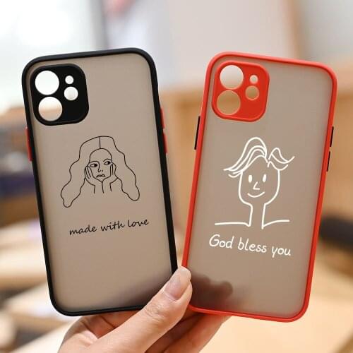 Abstract Art Line Face Phone Case For iPhone 11 12 Pro XS MAX XR X 7 SE20 8 Plus Funny Cute Shockproof Hard PC Cover Clear Shell