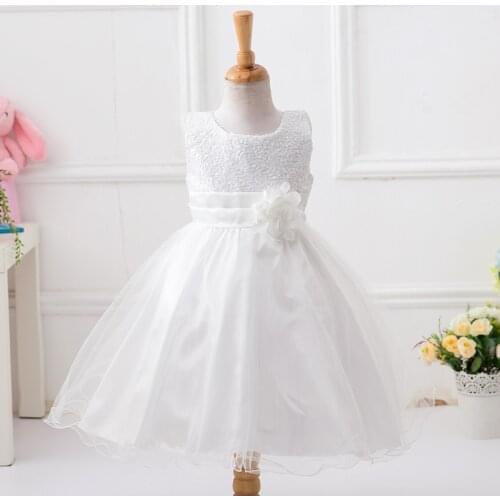 Flower Girl Dress Knee-Length Children Princess Pettiskirt Wedding Cocktail Prom Party Sequined Tulle Ball Gown With Flowers
