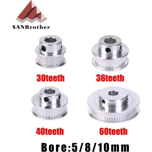 3D Printer Parts GT2 Timing Pulley 30 36 40 60 Tooth Wheel Bore 5mm 8mm Aluminum Gear Teeth Width 6mm 2GT Accessories For Repra