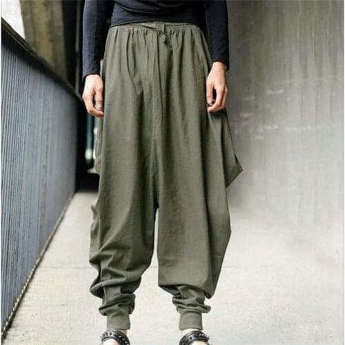 Mens Streetwear Harem Pants Hip-hop Drop Crotch Cotton Joggers Baggy Harajuku Pants Trousers Plus Size Men Loose Pantalones
