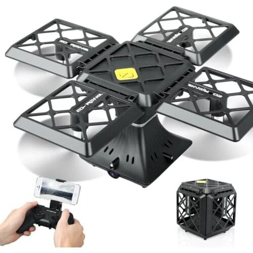 Foldable Mini cubic RC Drone HD camera RC Quadcopter Remote Control flying Toy With 4Pcs Bright LED Lights One Key altitude hold
