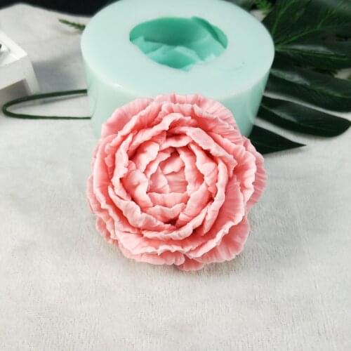 HC0209 3D Peony Flower Silicone Candle Mold Peony Flower Clay Soap Mold Fondant Chocolate Cake Baking Mold Cake Decoration Tool
