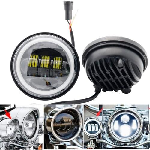 4-1/2" 4.5inch LED Auxiliary Spot Fog Passing Light Lamp with Housing Ring Mount Bracket for Harley Touring Electra Glide