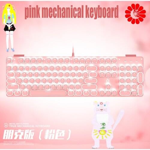 Gaming Mechanical Keyboard Round wired 104 Keys Retro Keycap Keyboard RGB Backlit blue switch Keyboard For PC Laptop Gamers