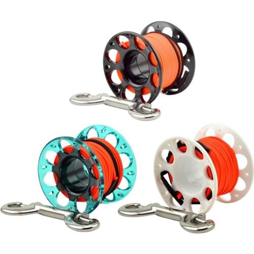 Scuba Diving Reel Spool with Stainless Steel Snap Bolt Clip SMB Safety Sausage Finger Spool for Underwater Diver Snorkeling Cave