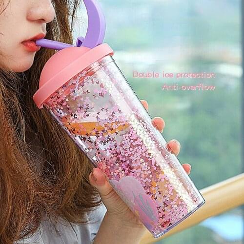 HOT NEW Flash Powder Shiny Reusable Plastic Tumbler with Lid High-capacity Straw Cup Tea Juice Coffee Cup Fashion Creative Gift