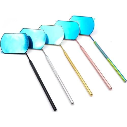Multifunction Checking Eyelash Extension Grafting Mirror Portable Durable Stainless Steel Colorful Handle Eyelashes Makeup Tool