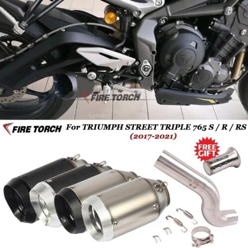 Motorcycle Exhaust Modified Muffler Middle Link Pipe Catalyst Delete Pipe For TRIUMPH STREET TRIPLE 765S/R/RS 2017 - 2021