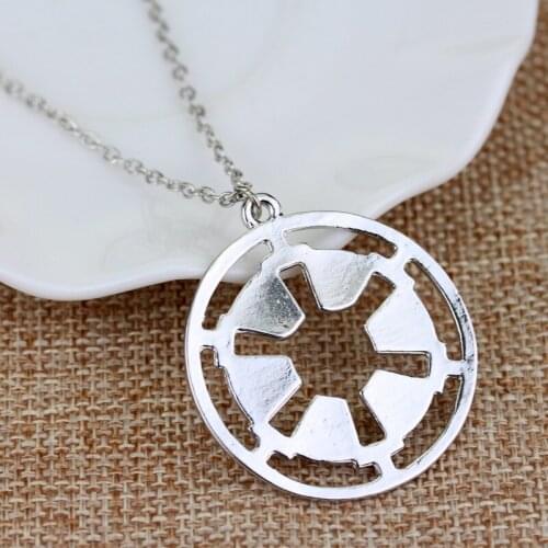 Silver Color Fashion Movie Star-Warss Logo Pendant Necklace Star-Warss Men Women Chain Necklace Jewelry Gift