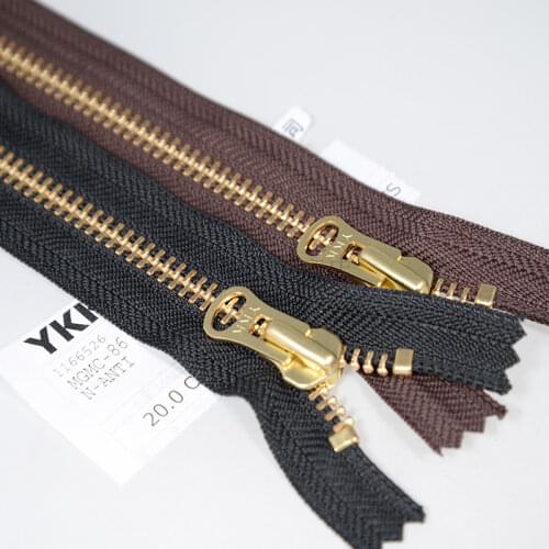 Handmade Mens Leather Shoes and Boots Accessories No. 8 YKK Gold Copper-colored Closed-tail Metal Zipper 20 To 50cm
