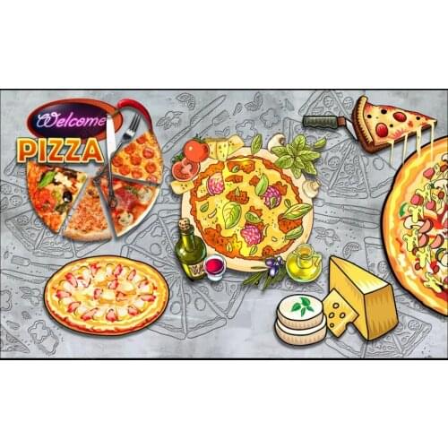 Custom mural 3d photo wallpaper Retro pizza western restaurant cement wall graffiti living room wall paper for wall in rolls