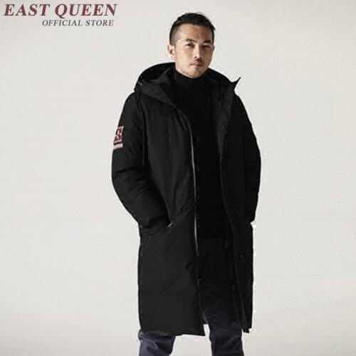 Traditional chinese clothing for men winter parkas Long Thick Winter Coat Men Solid Parka Fashion Overcoat Outerwear KK1765 H