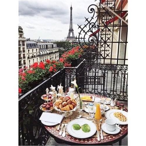 5D Full Square Diamond Painting Paris Tower Diamond Embroidery City Landscape Mosaic Cheers Cup Craft Kit Home Decor