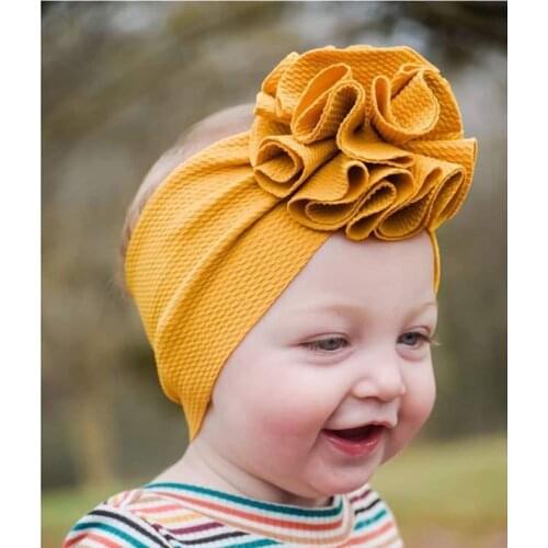 Wide Cotton Crumpled Flower Headband for Girls Newborn Fabric Head Turban Kids Headbands Toddler Headwrap Hairband Headgear