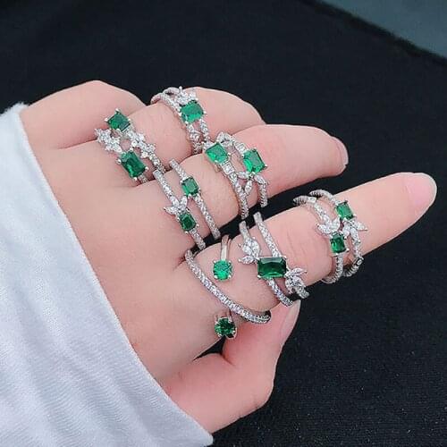 Luxury Unusual Adjustable Rings For Women Green Crystal Winding Female Finger Ring Trend 2021 Kpop Jewelry Wholesale Gift KAR206