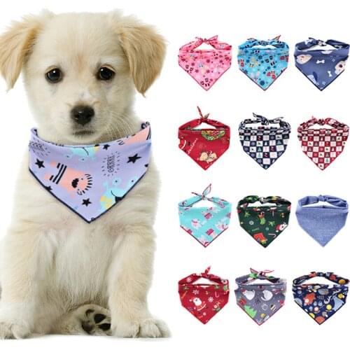 Christmas Adjustable Dog Bibs For Small Dogs Collars Tie Necktie Halloween Cat Scarf Puppy Bandanas Cat Triangular Bandage Groom