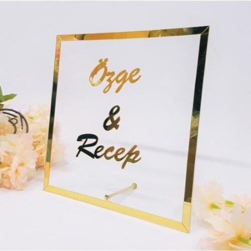 Modern Table Top Name Mirror Tag Promise Engagement Desktop vase jarrón ваза vaso مزهرية