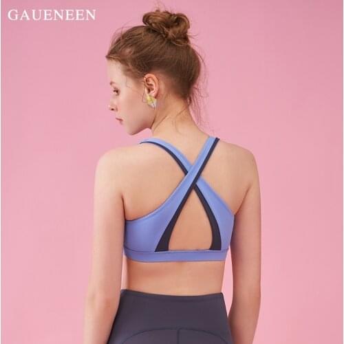 GAUENEEN Back Cross Hollow Out Sports Bra Gym Fitness Bralette Underwear Sportswear Stretchy Soft Tops for Girls Yoga Active Bra