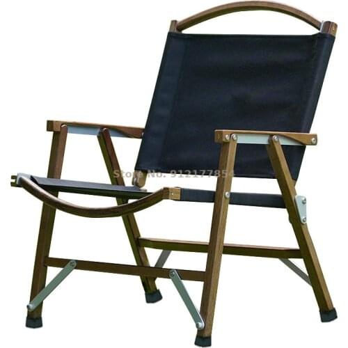 Outdoor fishing camping picnic Kermit chair solid wood simple portable single folding chair