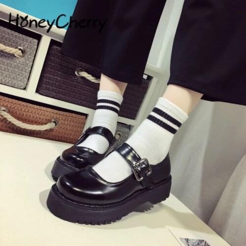 Lolita Lady Maid Uniform Performance Buckle Round Head Thick High Heel Muffin Thick Sole Single Shoe Cosplay Size35-39