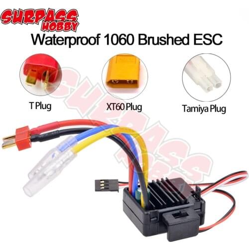 Waterproof 1060 60A Brushed Electronic Speed Controller ESC for 1:10 RC Tamiya Redcat Traxxas RC Car Truck VS QuicRun
