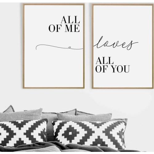 All Of Me Loves All Of You Quotes Couple Love Poster Canvas Painting Wall Pictures Modern Wedding Home Decoration Gifts