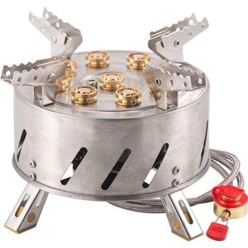 Factory Direct CE Certification High Power nine Star Stove Seven Head Outdoor Stove 12800W Portable Camping Stove