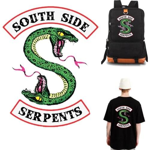 Green Snake Patch Heat Transfer Jacket Applique Iron On Transfer Thermo Sticker For Clothes Riverdale South Side Serpents Patch