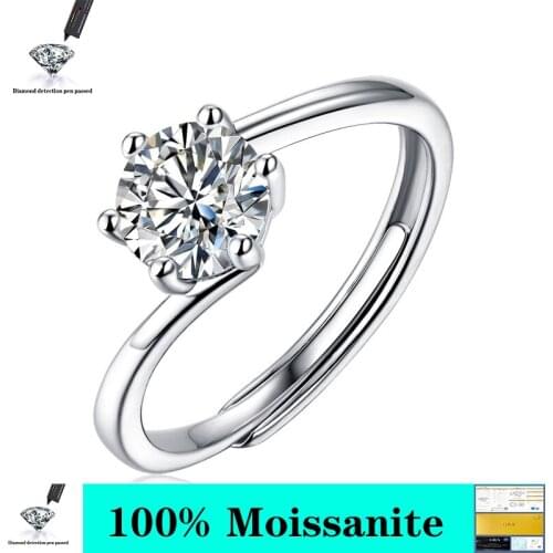 1ct 2ct 3ct Round Cut D VVS1 Moissanite 925 Silver Ring Diamond Test Passed Fashion Claw Setting Women Girlfriend Gift