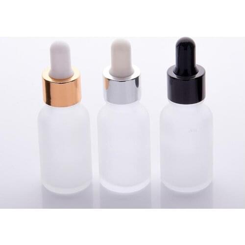 E Liquid Empty Glass Bottles 15ml Frosted Clear Small Glass Dropper Bottles With Gold Black Silver Dropper Cap SN72
