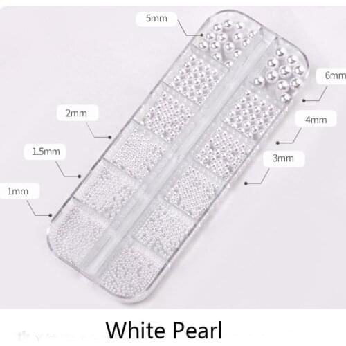 1box Mixed Size Nail Decorations 3D Highlight Crystal Glitter Caviar Bead Pearl Steel Shinning Jewerly Nail Art Decoration 1-6mm