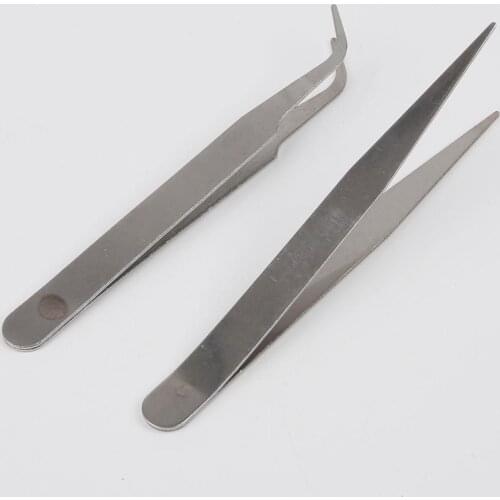 1Pc Anti-static Straight Elbow Nail Tweezers Clip Nail Art Nipper Manicure Rhinestones Picking Tools Makeup Eyebrow Supplies
