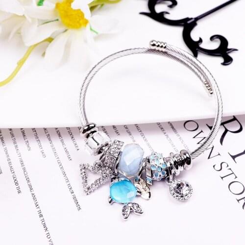 1 Pcs/Lot European and American Style DIY Creative Personality Multi-element Crystal Pendant Bubble fish Adjustable Bracelet