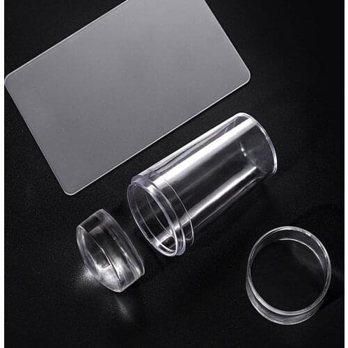1Pc Nail Art Stamping Clear Nail Art Stamper With Scraper Nail Stamping Head With A Lid Big Scraper Manicure Tool Stamping Kit