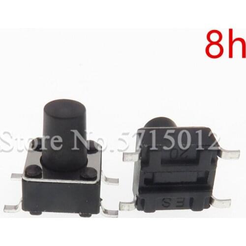 200PCS SMD Micro Switch 6X6X8mm 4Pin Tactile Tact Push Button Switch reset Switches 6*6*8mm round head