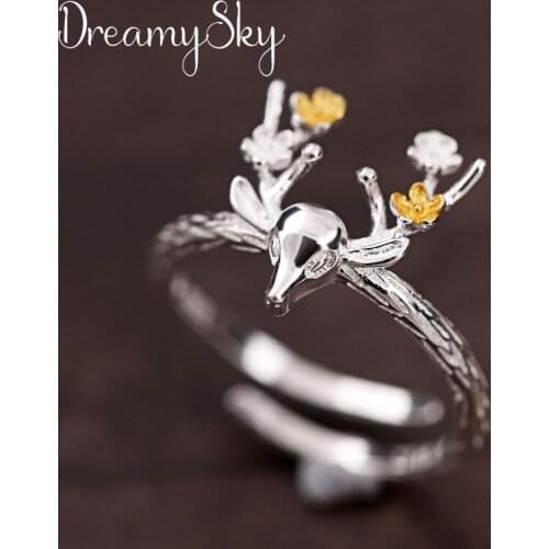 2019 Fashion Deer Antlers Rings For Girls Christmas Gifts Adjustable Ring Luxury Jewelry Wholesale