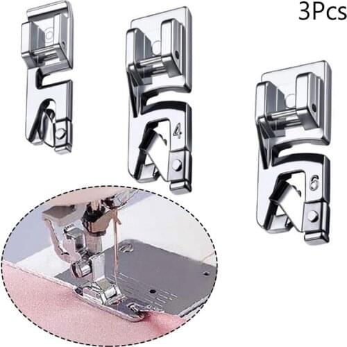 3Pcs sewing accessories Narrow Rolled Hem Sewing Machine Presser Foot Set Household sewing tools embroidery hoop 5BB5569